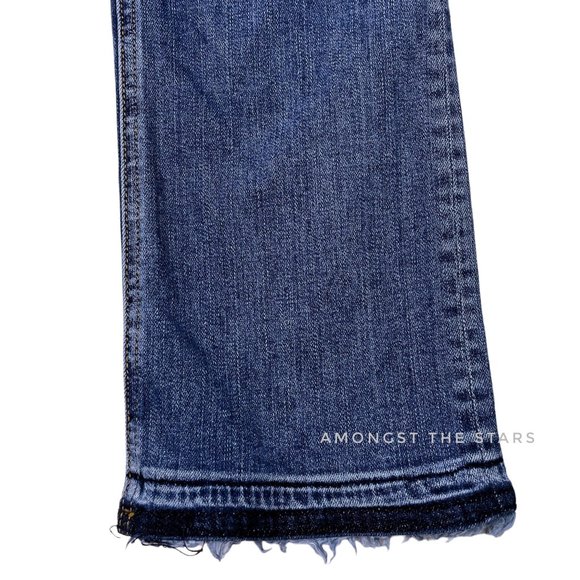 rag & bone /JEAN Hana Croyden Blue Released Raw Hem Mini Boot Cropped Jeans - Picture 10 of 12